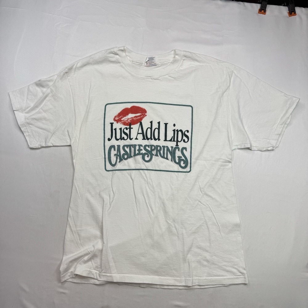 VTG Single Stitch T-shirt Size Large Just Add Lips Castle Springs Hanes USA Made